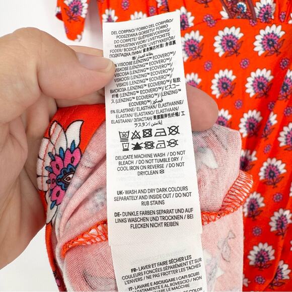 Boden Rebecca Jersey Midi Tea Dress In Passion Geo Orange Size 6R Party Shower - Picture 15 of 15